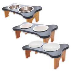 MONAGIO 寵物 Beauty 原木餐具 2口 + 不鏽鋼 2p + 陶瓷 2p + 美耐皿 2p, 黑色自然(Beauty 原木餐具), 1套