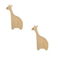 The Bella原木動物黏貼掛勾, 2個, 木色長頸鹿