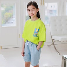 제니 여아용 오버핏 UNSJ 반팔 티셔츠 JN2002T