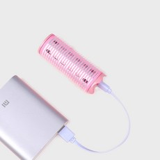 USB充電式髮捲+髮捲 L號 4入, HR-2017B, 深粉色