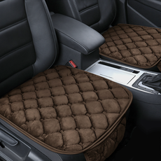 超細纖維絎縫口袋車用坐墊 前座2入 + 後座套組, 1套, 棕色