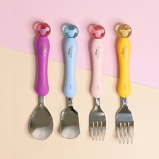 LILFANT 公主造型嬰兒匙叉餐具組, 混色, 湯匙 2入+叉子 2入, 1組