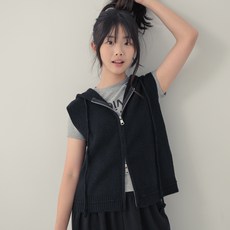 CocoDream 青少年款觸感拉鍊連帽針織背心馬甲 PP0610