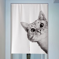 Market A 貓咪亞麻布藝隔間門簾, TYPE02
