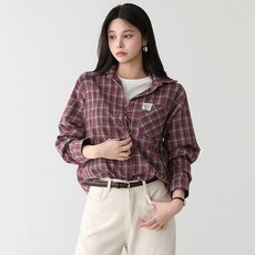 Pippin 女款寬鬆版口袋拼接格紋襯衫 #49866