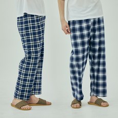 테라우드 남성용 모던체크 9부 파자마 바지 2종 세트