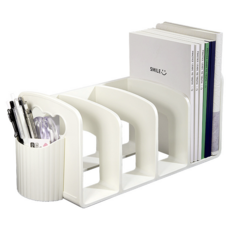 쿠말 4단 미니 책상 칸막이 선반 책꽂이 홀더형, 화이트