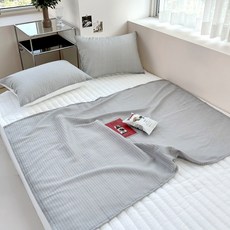 Lucidsleep 涼爽蓬鬆 海洋泡泡紗 夏季肚圍被 毯子 午睡毯 2入, 淺灰色