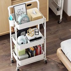 와다다샵 접이식 스틸 다용도 트롤리, 화이트, 3단