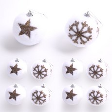 PARTYHAE 雪花吊飾聖誕樹裝飾球 10入, 星星, 套組