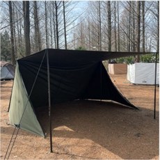 그라운드웍스 캠핑용 어드저스트 TC 사이드월 렉타타프, 카키