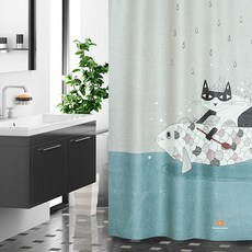 OneSevenNine 布料浴簾, 旅行貓, 1個