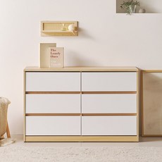 메종뮤트 고요 3단 와이드 서랍장 1200 방문설치, 오크화이트, 6개