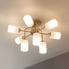 히트조명 벨플라워 9등 식탁 펜던트 조명 D30386, 골드 + 화이트