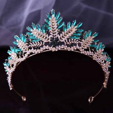 Damon 中央珠飾花朵點綴自助婚紗皇冠 VCX014, 金綠色, 1個