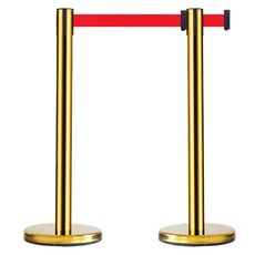 東光安全 不鏽鋼紅色帶一體成型阻攔柱 金色 3m, 2個