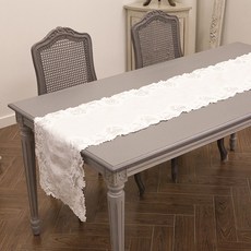 Maison經典亞麻餐桌桌旗 TRMV8-170, 白色, 1個, 4 座(170 x 45 公分)