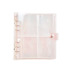 6孔 4格 亮粉小卡活頁夾 拍立得相簿 A5, 粉紅色