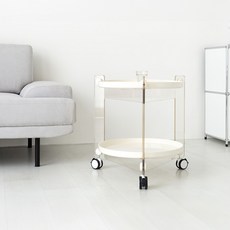 마켓비 빙그리 원형 트롤리, 클리어 + 화이트, 2단