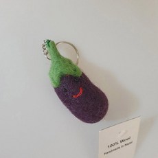 RLove house 可愛幸運禮物蔬菜娃娃鑰匙圈, 茄子, 1個, 7.5cm