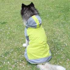 PASTEL PET 寵物中大型犬連帽反光雨衣, 綠色