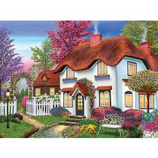 Alode 華麗房屋溫馨圖畫鑽石畫 DIY 工具組 方形 30 x 40 cm, NO 10(隨機出貨), 1套