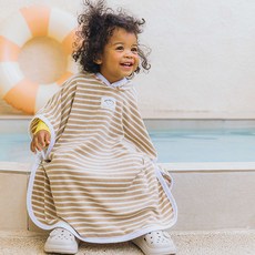 Ttolmuruk 兒童毛巾布條紋連帽浴袍