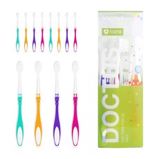 Doctor's Fine Hair 長頸鹿嬰兒牙刷步驟 2 4 x 3p 套裝, Pink+Orange+Violet+Turquoise, 1組, 12支