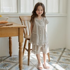 찌니야 여아용 학생 마크 잠옷 반팔 상하의 세트