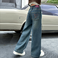 Misopapa 女童冰川愛心口袋牛仔褲