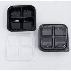 파미레 정사각4칸 나눔 도시락 용기 + 뚜껑, 2개입, 1세트