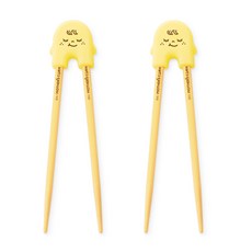 MOTHER'S CORN Rice2CU孩童學習訓練筷, 黃色, 筷子+輔助器, 2雙