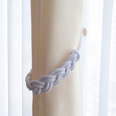 麻花繩結磁吸窗簾綁帶 50cm, 白色, 1個
