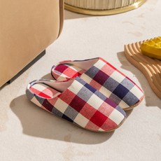 Alleophom 女性用撞色棋盤格居家室內拖鞋, 1個, 紅色