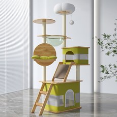 豪華多功能貓跳台 HHY22, 綠色 + 白色, 1個
