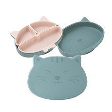 mommy's table 輔食餐盤, 香草綠, 餐盤+間隔盤 3入+蓋子, 1組
