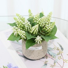 도시정원 빈티지 무스카리 조화 소품, 화이트, 1개