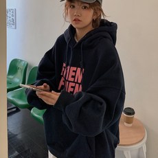 PEONIST 女款寬鬆版字母Logo長袖連帽T恤