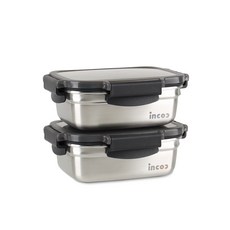 incoc STENCOC長方形不鏽鋼保鮮盒, 保鮮盒 1號(500ml), 2個