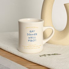 Syracuse CHINA 紐約字母刻字陶瓷內凹馬克杯 400ml, 1個, 藍色