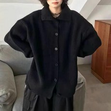 女款 PDS時尚 秋季簡約百搭寬鬆針織鈕扣開襟衫