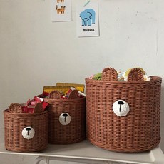 이자벨홈 장난감 수납 라탄바구니 세트 소 + 중 + 대, 혼합색상, 1세트
