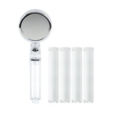 bathtem 增壓過濾蓮蓬頭附止水開關+替換濾芯 4入組, 1組