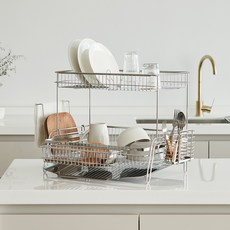 HANSSEM 全不鏽鋼標準碗盤瀝水架全配組, 銀色