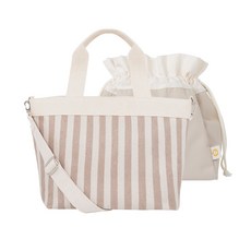 HaN'S pUMpkiN 2WAY托特尿布包+內袋組, 條紋米色