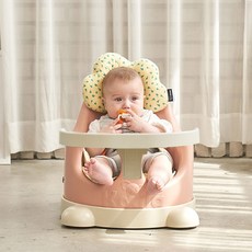 essian 學習餐椅+餐盤+靠枕坐墊, Hazelnut(餐椅)+Egonneutral(托盤)+Yellow(靠枕坐墊)