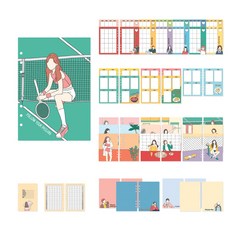 Monolike Fall in Newtro 6孔活頁本補充封面 + 萬年型內頁 Tennis, 192張, 1套