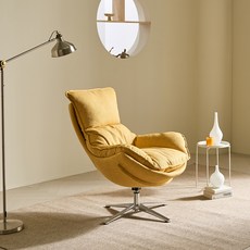 REVE 메이 1인 패브릭 회전 의자 방문설치, 1개, 옐로우