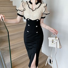 POPLAR NC Bjun鏤空連身裙, 黑色