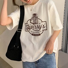 앤드스타일 여성용 도그로고 박시 반팔 티셔츠 262403